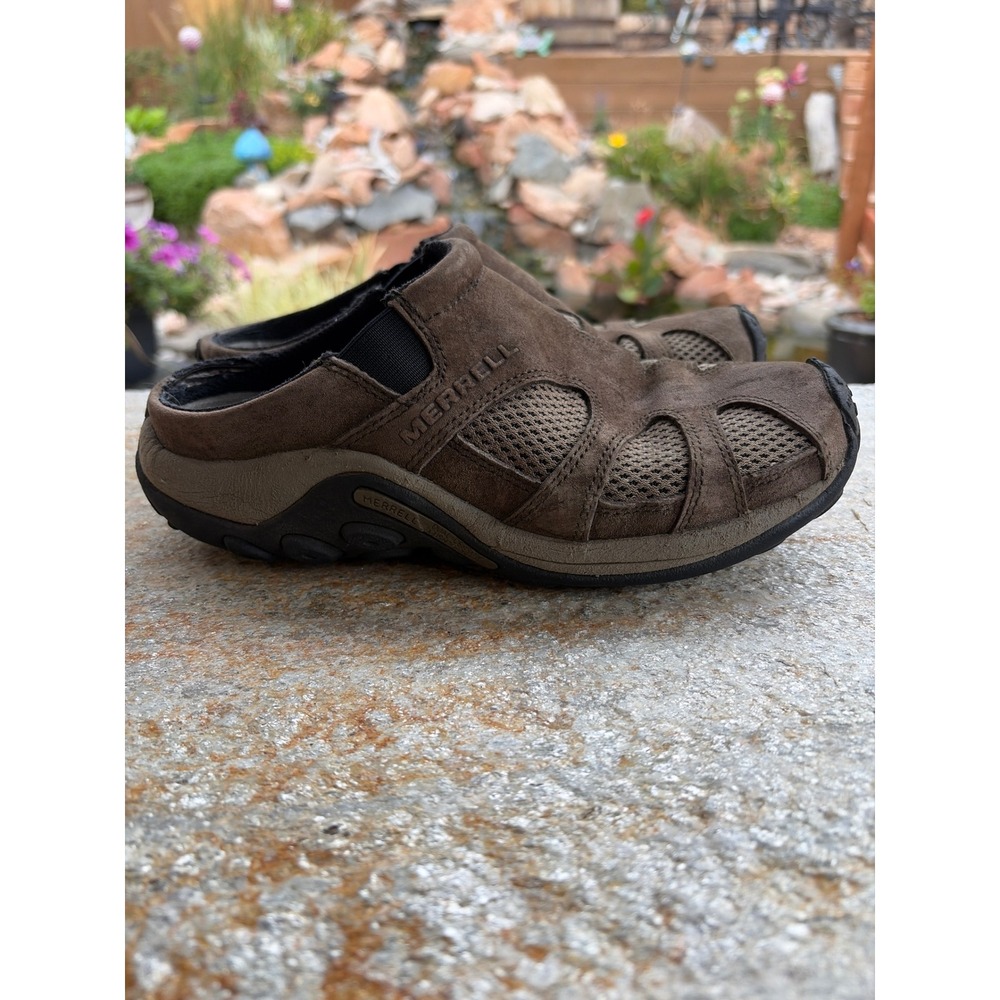 Merrell Jungle Slide Ventilator Gunsmoke Suede Mesh Mules Womens 8 Brown 60970